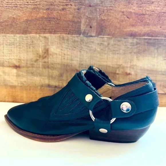 NWOT Anthropologie Birds Of Flight Black Leather Harness Boots - Picture 2 of 8